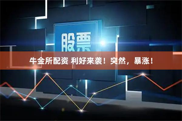 牛金所配资 利好来袭！突然，暴涨！